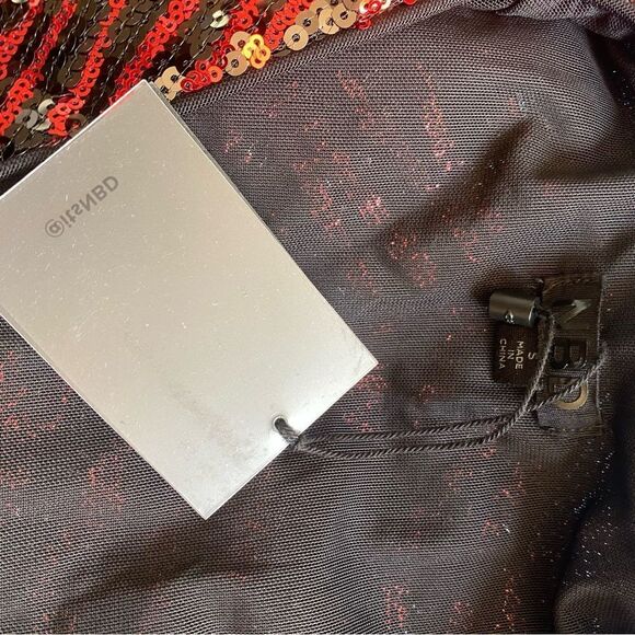 NBD Rochelle bodysuit sequin red black zebra print going out top Revolve Sz S - Picture 7 of 11